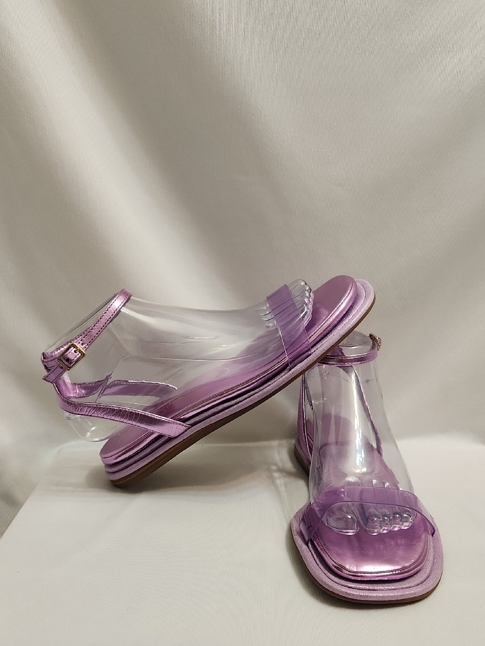 Jessica Simpson Betania Metallic Lavender Clear-Strap Sandals( W Size 8)